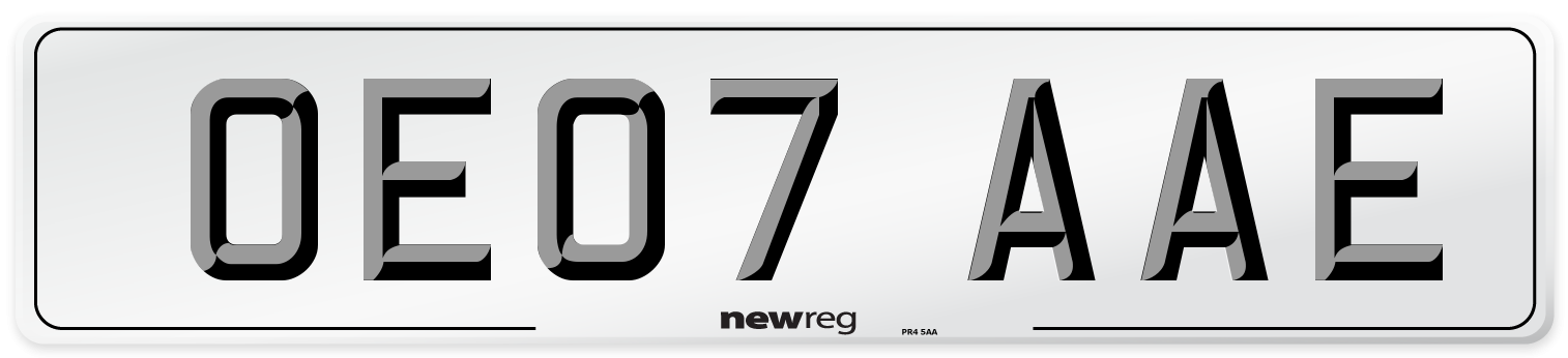 OE07 AAE Number Plate from New Reg